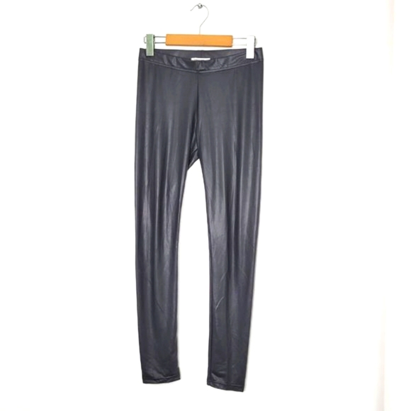 Antistar Black Faux Leather Classic Elastic Waist Leggings Size Small - Picture 1 of 8